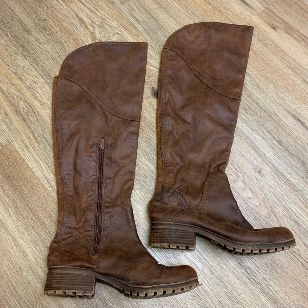 Lucky Brand Women Mid-calf Boots Brown Size: 7.5
